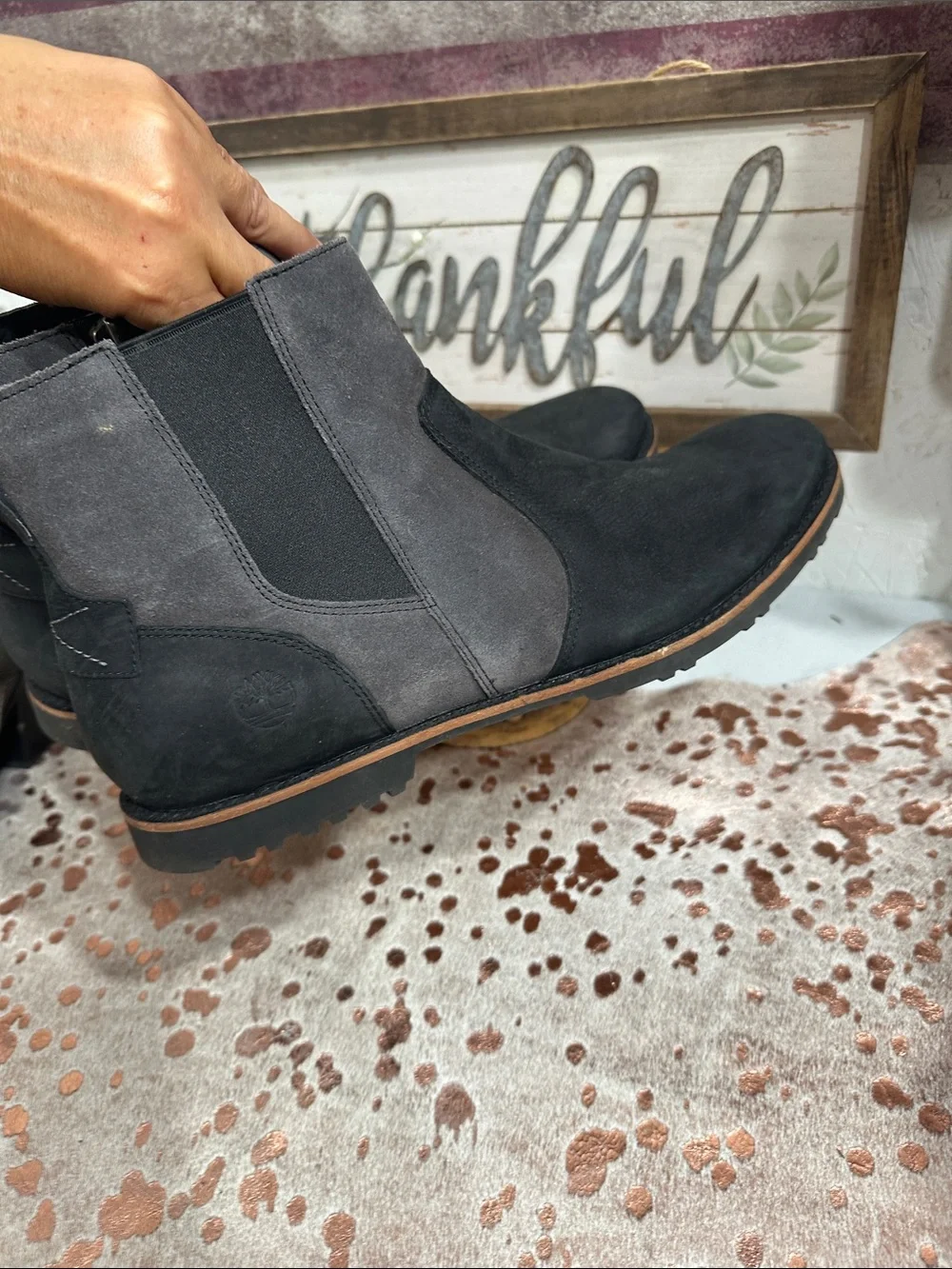 Timberland Black & Gray Chelsea Zip Ankle Boots